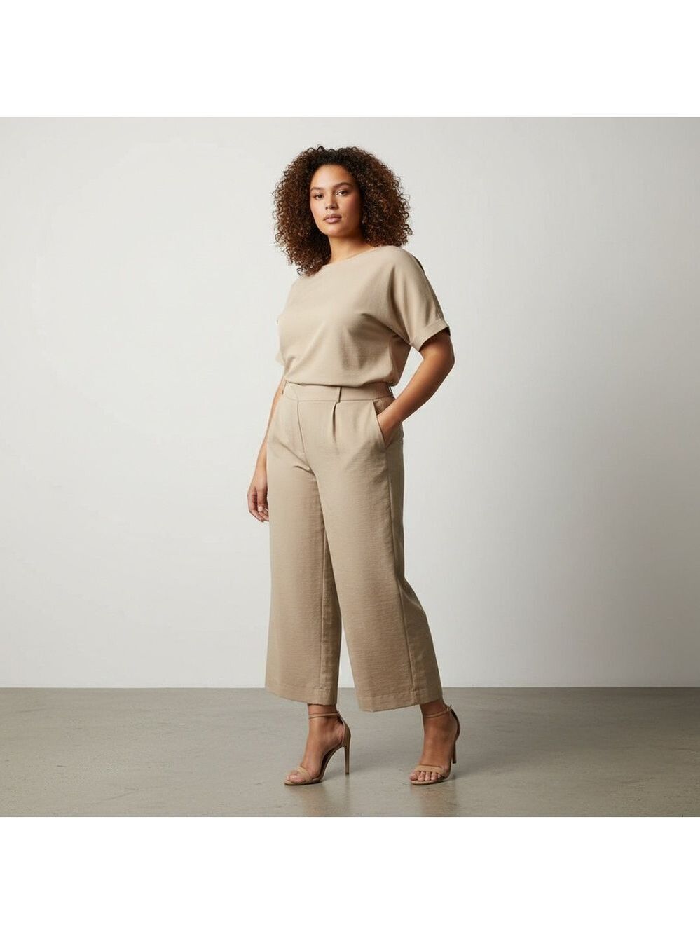 LOFT Petites Beige Wide Leg Pull-On Trousers – Size LP Quiet Luxury Minimalist
